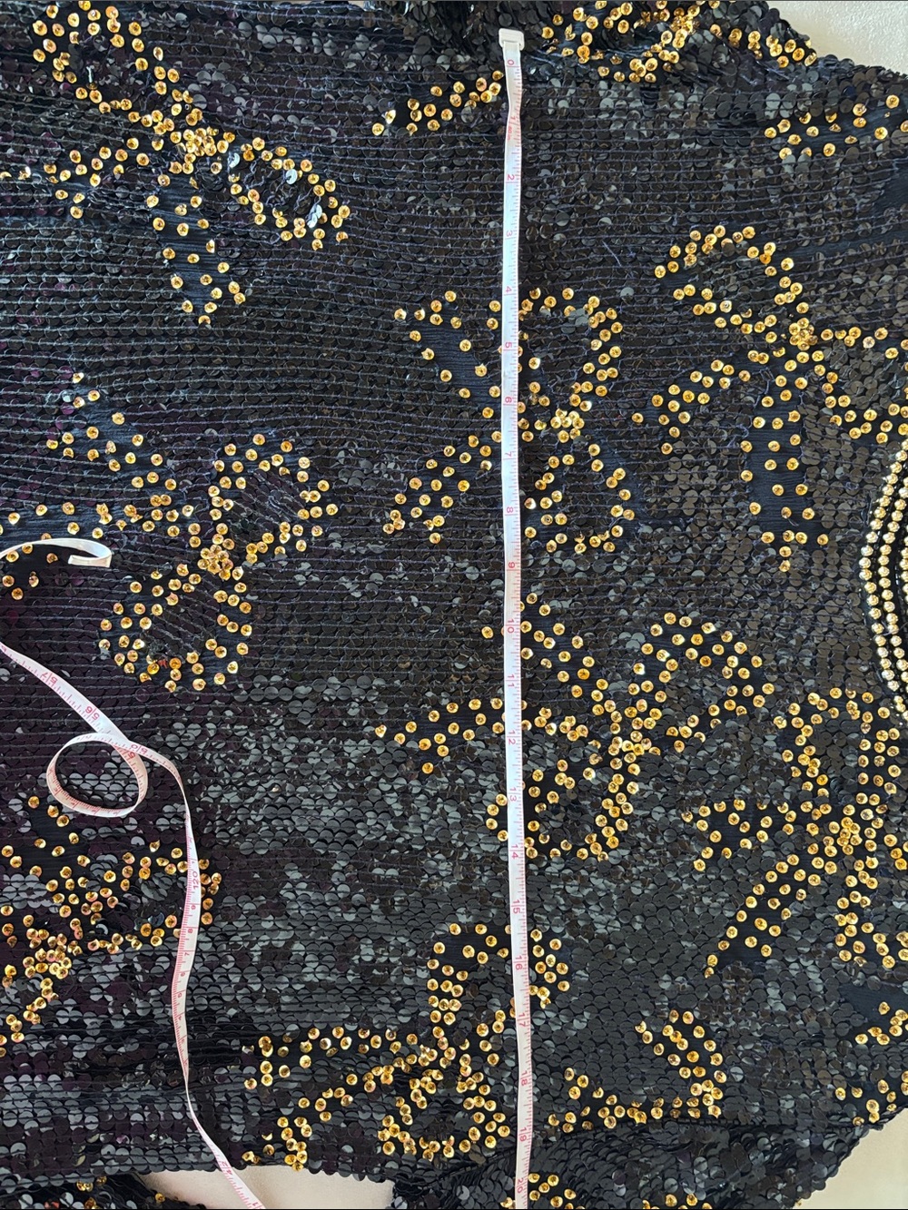 Vintage Black Sequin Blouse with Gold Stud Detailing - Picture 13 of 15